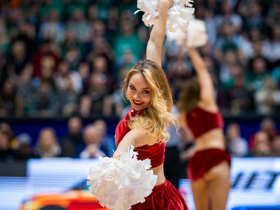 6.5.2023 Wrocław, Występ zespołu Cheerleaders Wrocław na meczu: WKS Śląsk Wrocław vs Trefl Sopot (Energa Basket Liga) | fot. Paweł Wala/sport.zuzka.pl